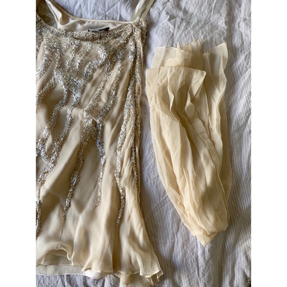 Jovani - Cream One Shoulder Sequins Dress - Picture 7 of 8